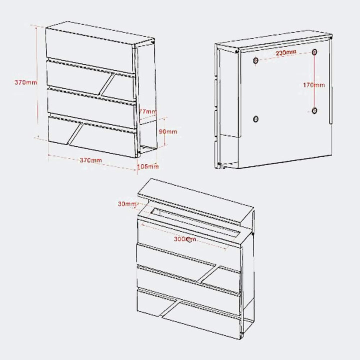 Wiltec Designer Briefkasten V14 Anthrazit 370 x 105 x 370 mm, Wandbriefkasten mit Schloss und Zeitun
