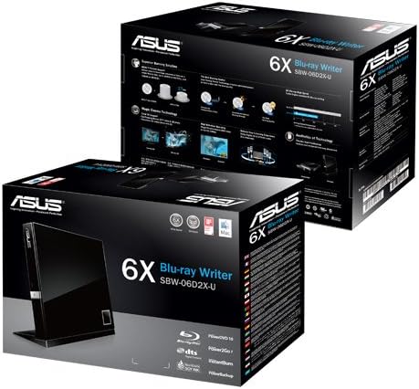 ASUS SBW-06D2X-U Blu-ray Slim-Brenner (M-Disc-Unterstützung, kompatibel mit Windows 7 / 8 / 10 / 11