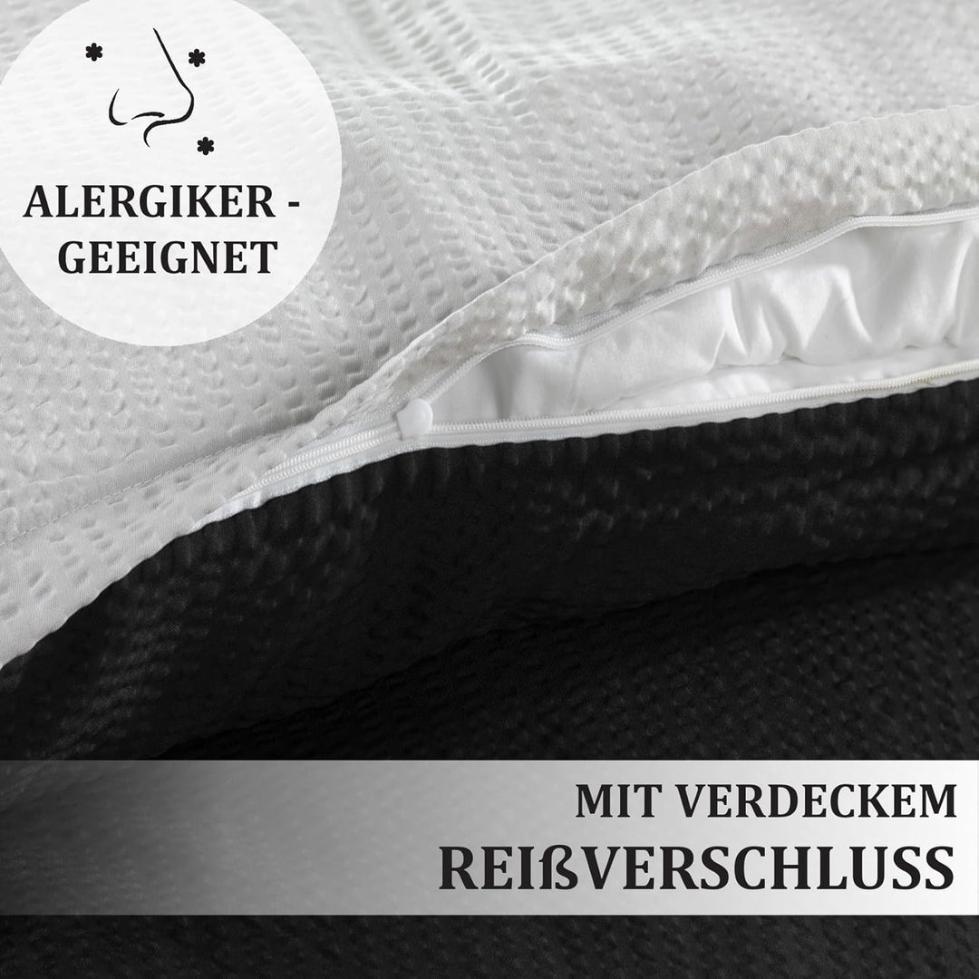 4 teilig Dreamhome Uni fein Seersucker Wende Bettwäsche Bettbezug für Bettdecke Kissenbezug 80x80, F
