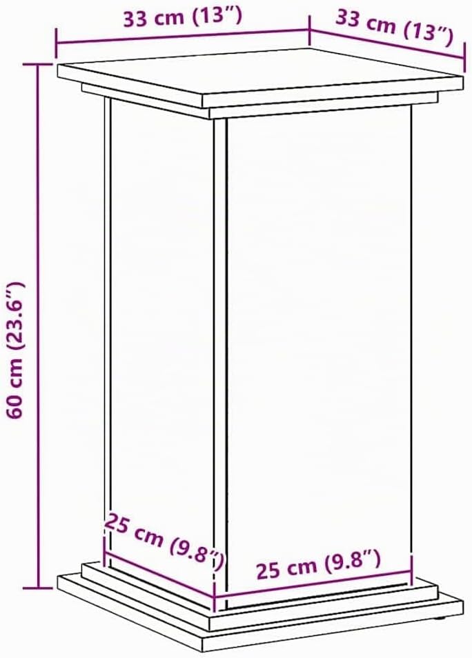 vidaXL Pflanzenständer Schwarz Eichen-Optik 33 x 33 x 60 cm, Garten und Terrasse, moderner Pflanzens
