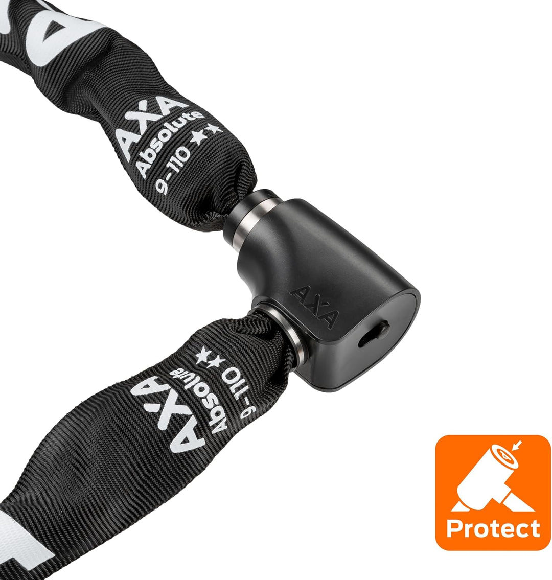 AXA Absolute 9-110 Kettenschloss, Länge 110 cm, Sicherheitsstufe 14, Stahlglieder 9 mm, Schwarze Sch