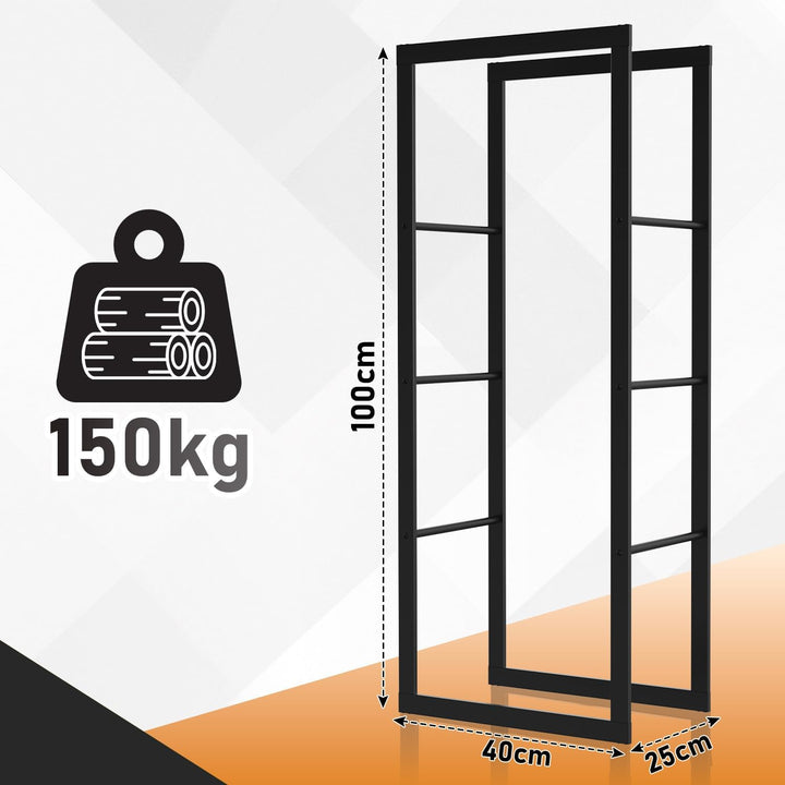 Ikodm kaminholzregal Innen und Aussen, Metall Brennholzregal aussen 40 x 25 x 100CM, Holzstapelhilfe