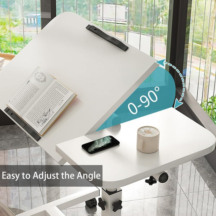 60×40Cm Laptoptisch Höhenverstellbar Betttisch Auf Rollen Mit Kippbarer Tischplatte & Kantenschutz B