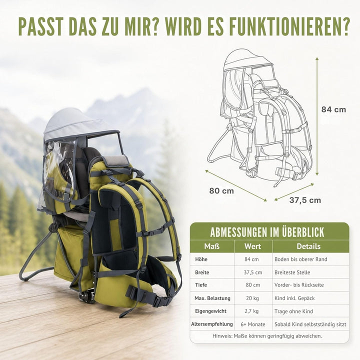 Fillikid Rückentrage Explorer Elite Exklusiv | Kindertrage für Wandern & Reise | Babytragerucksack m