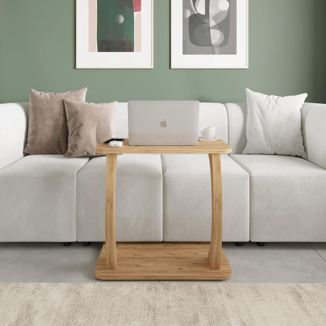 Tubibu C Form Kleiner Beistelltisch, Runder Tisch als Ablagefläche für Couch und Sofa mit Rollen, Ro