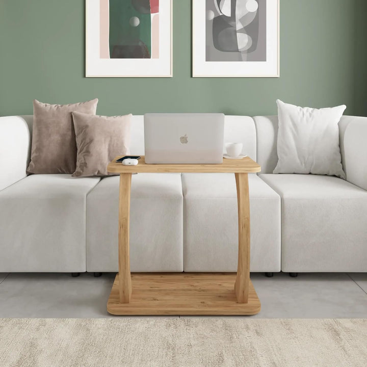 Tubibu C Form Kleiner Beistelltisch, Runder Tisch als Ablagefläche für Couch und Sofa mit Rollen, Ro