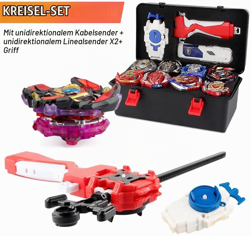 12 in 1 Kampfkreisel Set, Kampfkreisel Koffer mit 3 Bidirektionaler Sender, Bey Burst Turbo Blade Se