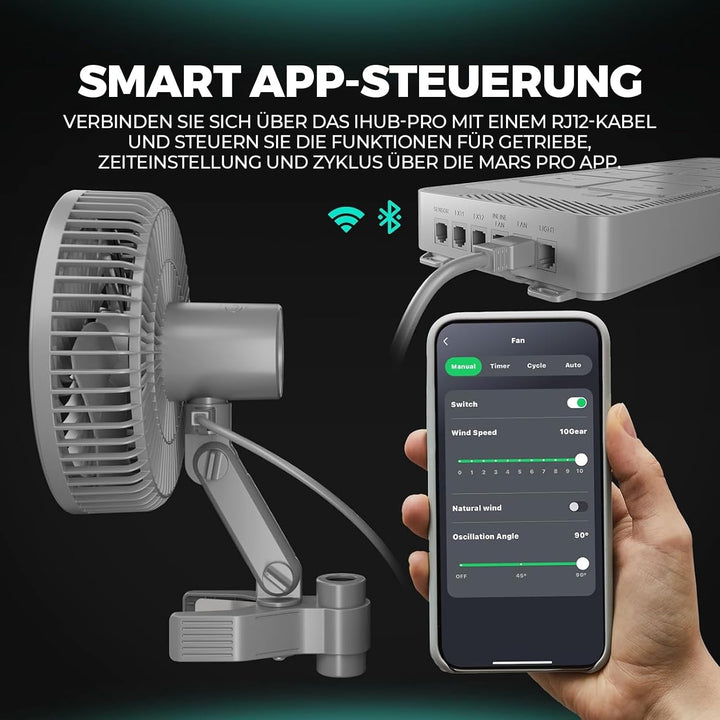 MARS HYDRO Grow Ventilator Oszillierend mit Clip 6-Zoll, 10 Windstufen 1PC, 1PC
