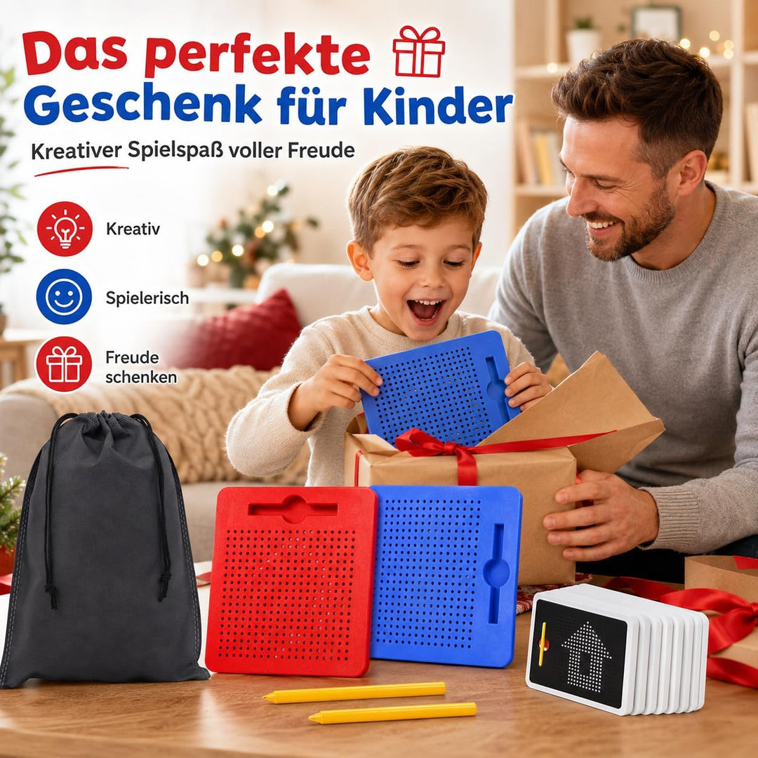 2 Stück Magnetische Zeichentafel, Stahlkugel Magnetspiel mit magnetischem Stift, Zaubertafel, Pädago