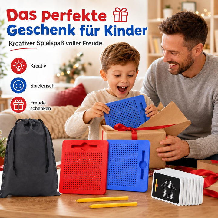 2 Stück Magnetische Zeichentafel, Stahlkugel Magnetspiel mit magnetischem Stift, Zaubertafel, Pädago