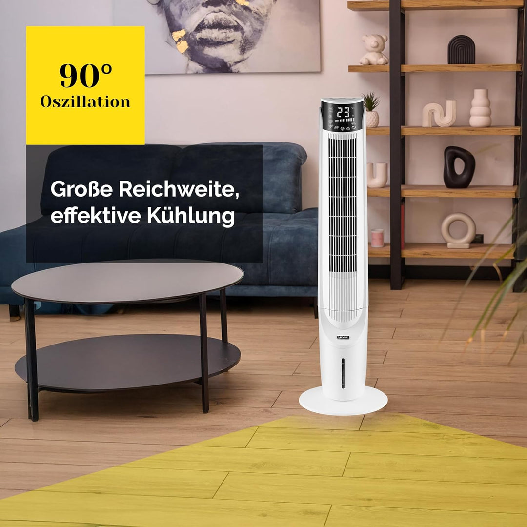 Yoer Luftkühler mit Wasserkühlung, 6-in-1 Ventilator, Luftbefeuchter, Ionisator, Luftreiniger, Aroma