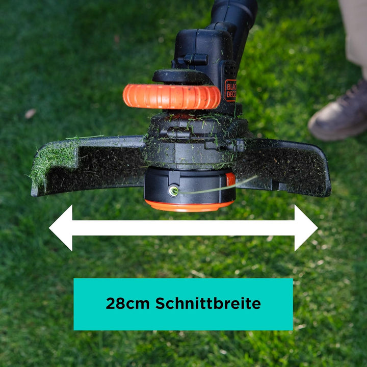 BLACK+DECKER 18V Akku-Rasentrimmer (28 cm Schnittbreite, AFS Reflex Fadenverlängerung, verstellbarer