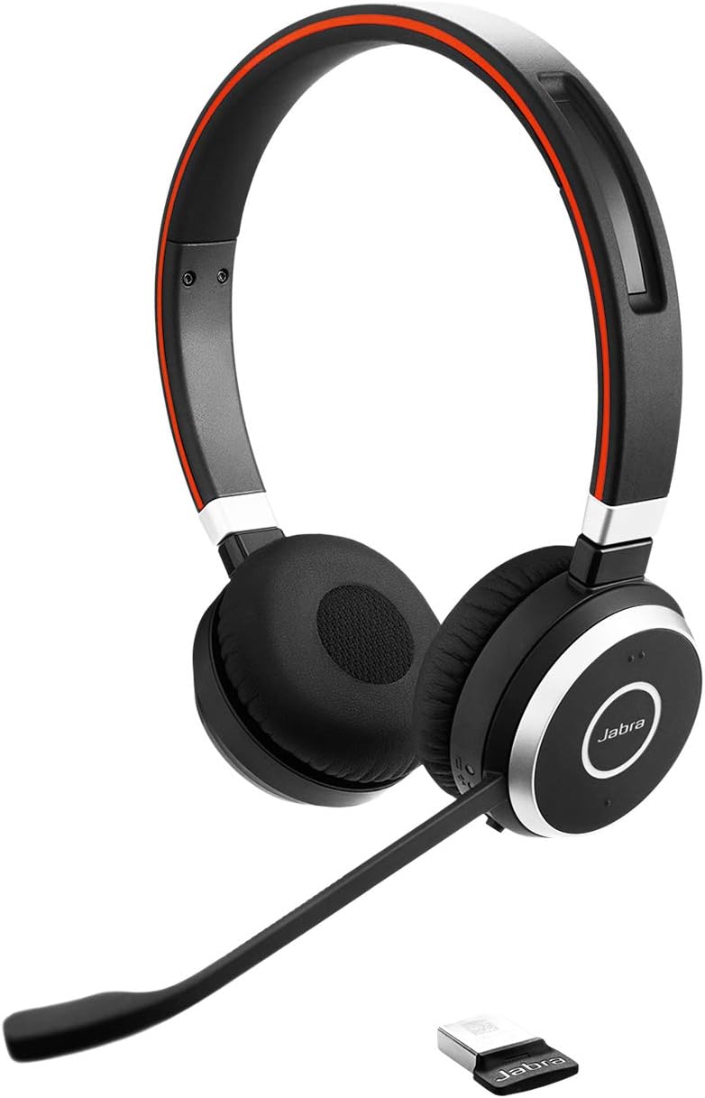 Jabra Evolve 65 Wireless Stereo On-Ear Headset – Microsoft Certified Headphones With Long-Lasting Ba