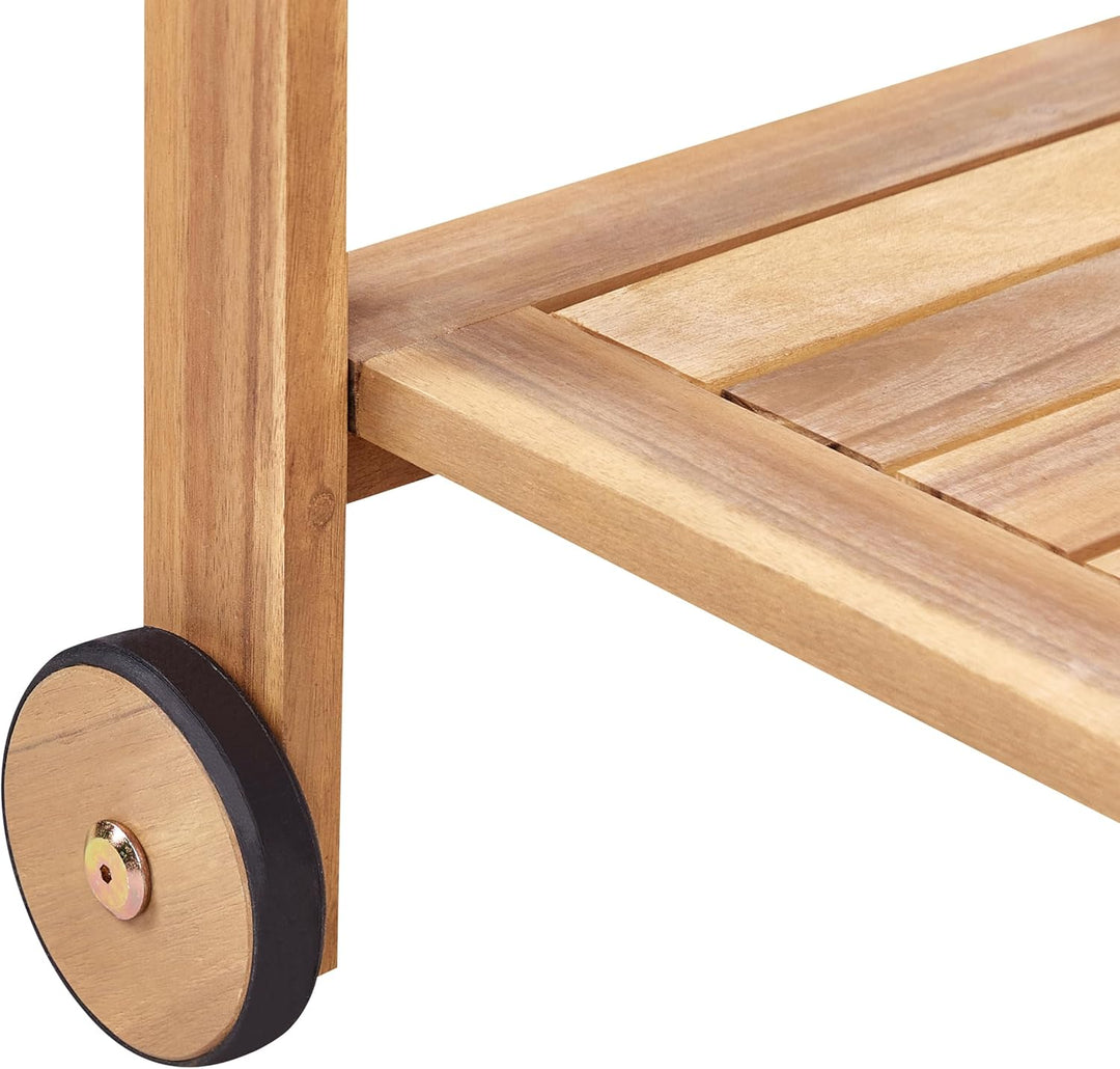 Beliani Küchenwagen 2 Etagen zertifiziertes Holz Hellbraun rollbar 3 Halter Sassari II