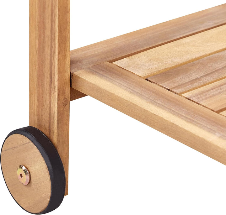 Beliani Küchenwagen 2 Etagen zertifiziertes Holz Hellbraun rollbar 3 Halter Sassari II