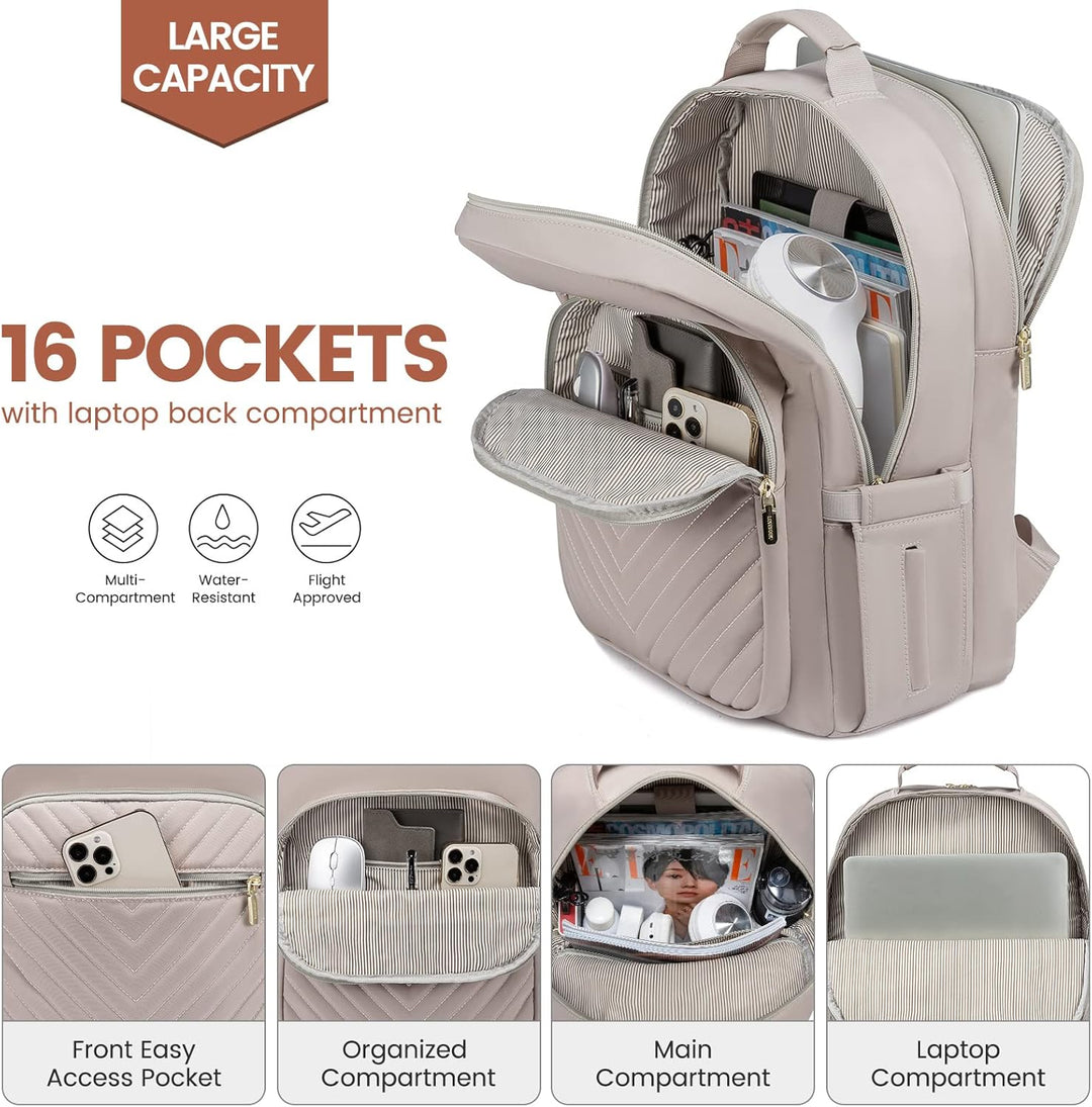 LOVEVOOK Rucksack Damen, Gross 15,6 Zoll Laptoptasche Rucksäcke Wasserdicht Daypacks mit USB Ladeans