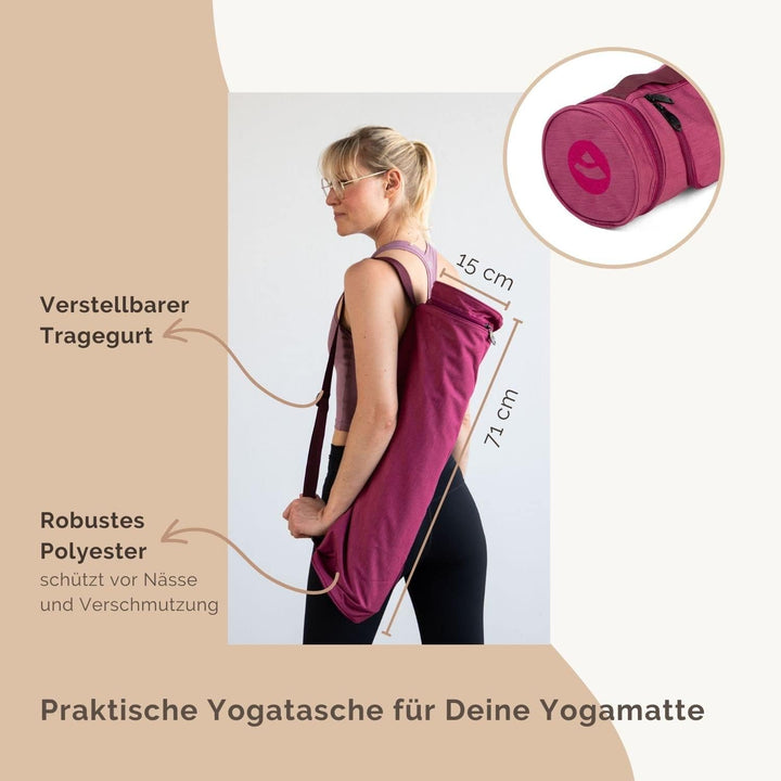 Bodhi Yogatasche ASANA Bag | Spritzwasserfeste Sporttasche | Aussentaschen für extra Platz | Polyest