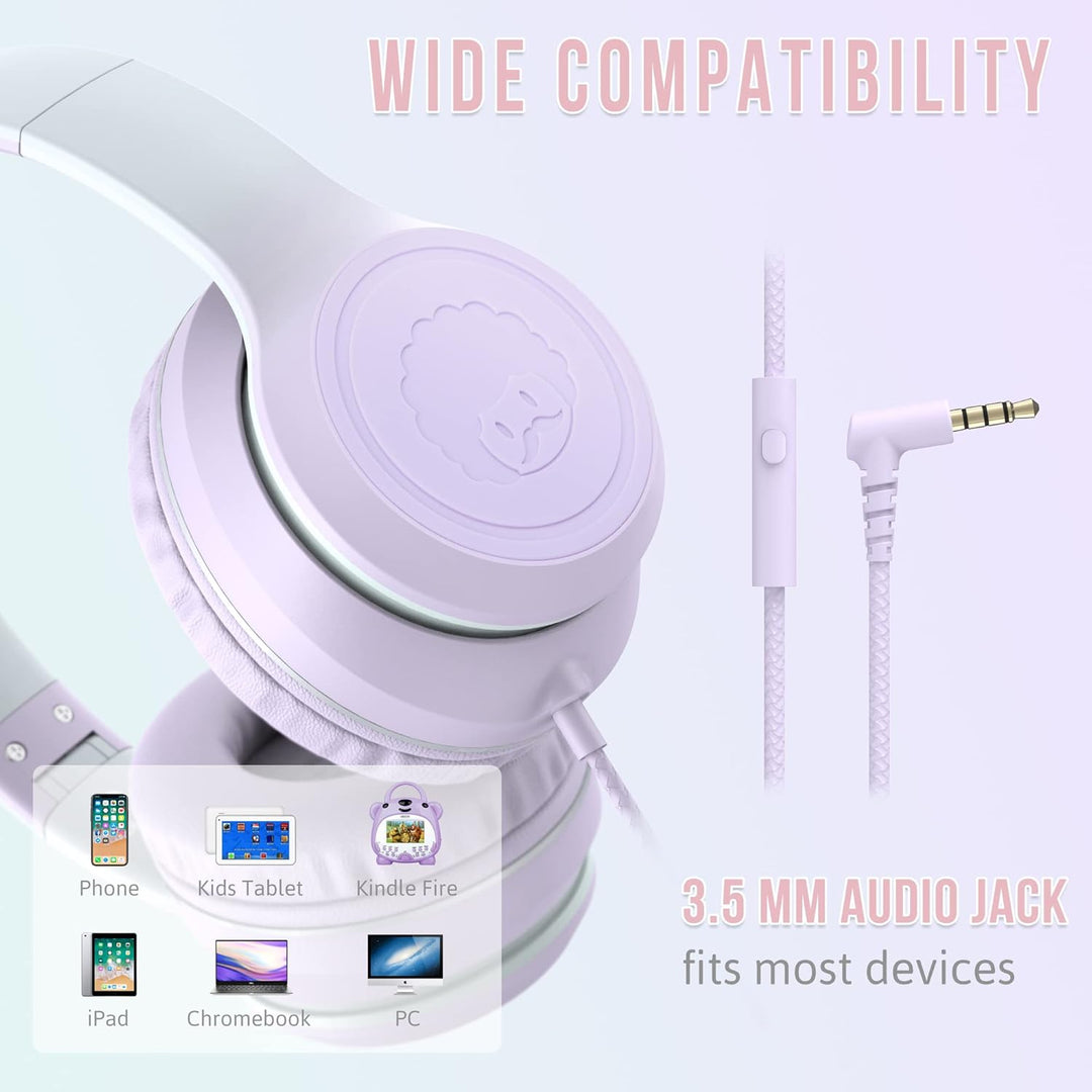RockPapa L22 Kinder kopfhörer, Kabel Kopfhörer für Kinder, 3,5 mm Aux Jack, Verstellbares Stirnband