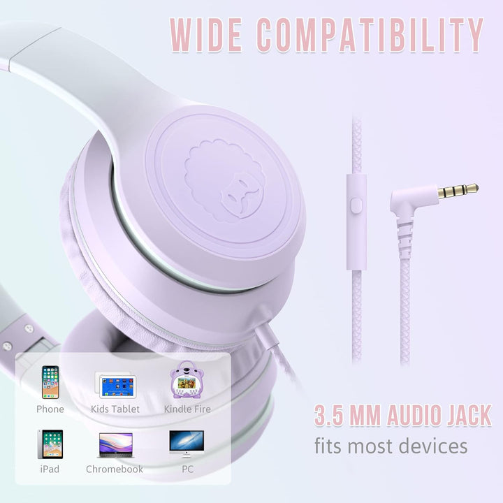 RockPapa L22 Kinder kopfhörer, Kabel Kopfhörer für Kinder, 3,5 mm Aux Jack, Verstellbares Stirnband