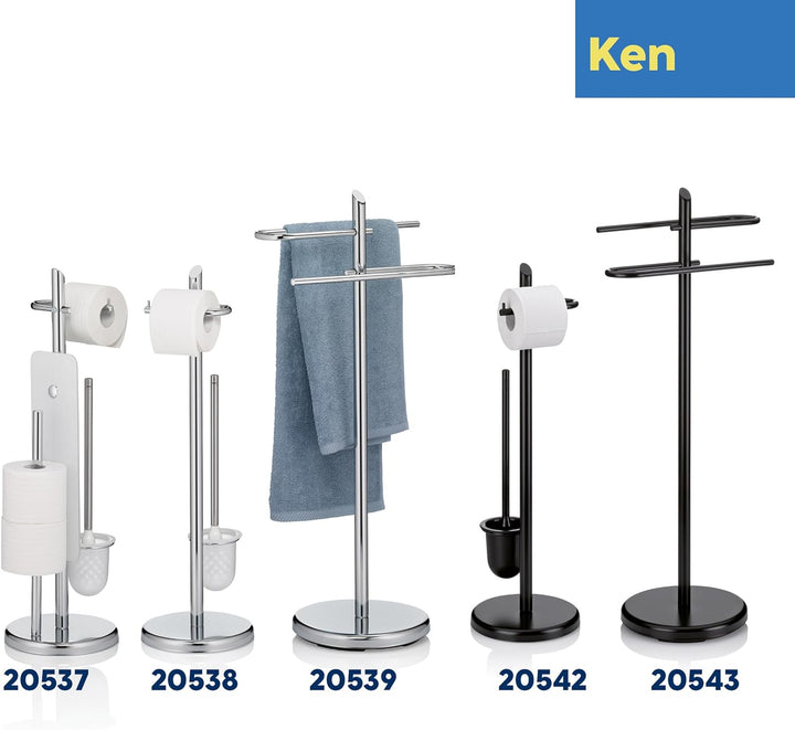 kela Toilettengarnitur Ken mit Ersatzrollenhalter, Metall, silber glänzend, offener Bürstenbehälter,