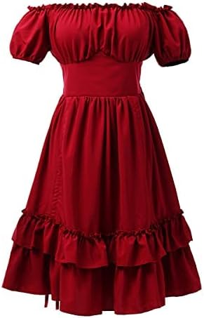 COSDREAMER Damen Gothic Kleid Steampunk Ruffle High Low Dress Viktorianisches Kleid Rot S, Rot S