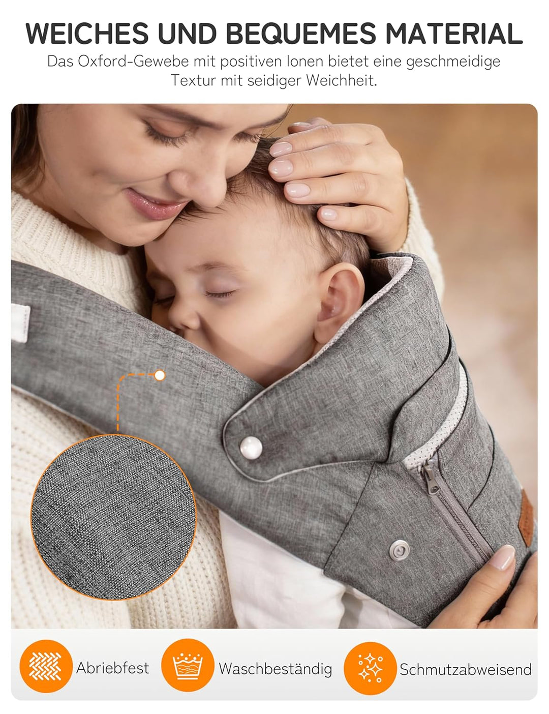 besrey Babytrage, Ergonomische Baby Trage mit Hüftsitz, Baby Carrier mit Lendenstütze, 6 Tragepositi