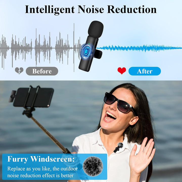 Kabelloses Lavalier Mikrofon für iPhone/iPad, Plug-Play Mini Lavalier Mikrofon Wireless für Intervie