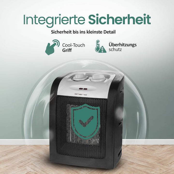 Emerio 1800W ECO Keramik Heizlüfter, zwei Leistungsstufen, energiesparender Betrieb durch PTC (Keram