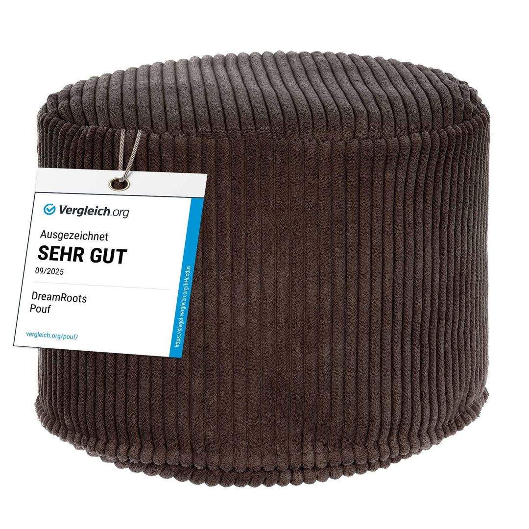 DreamRoots Pouf Hocker - Hocker Rund Cord 50x50x35 cm - Couch Hocker Wohnzimmer - Sitzpouf Rund - Fu