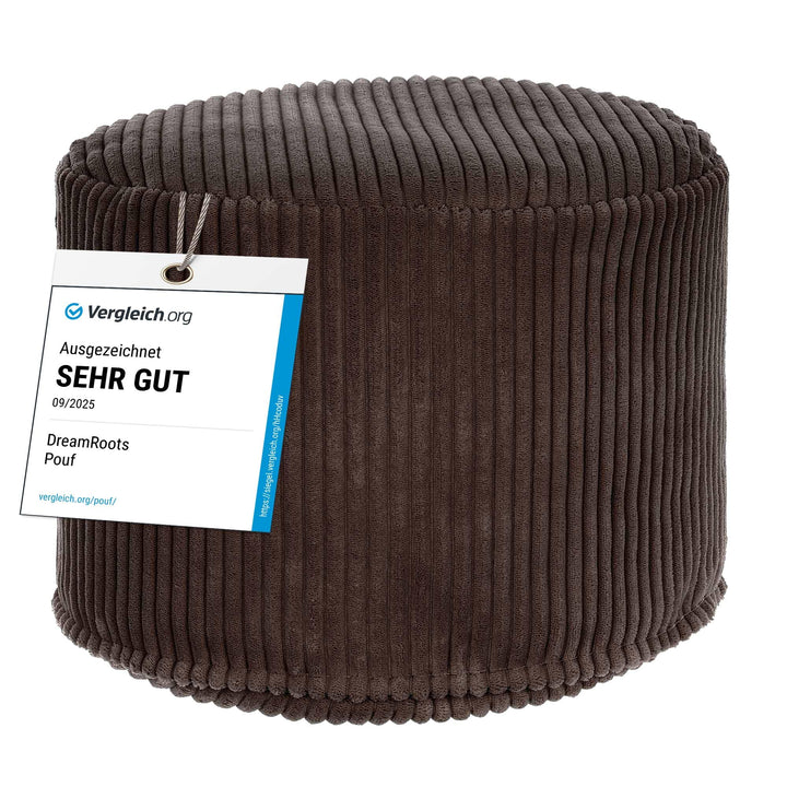 DreamRoots Pouf Hocker - Hocker Rund Cord 50x50x35 cm - Couch Hocker Wohnzimmer - Sitzpouf Rund - Fu