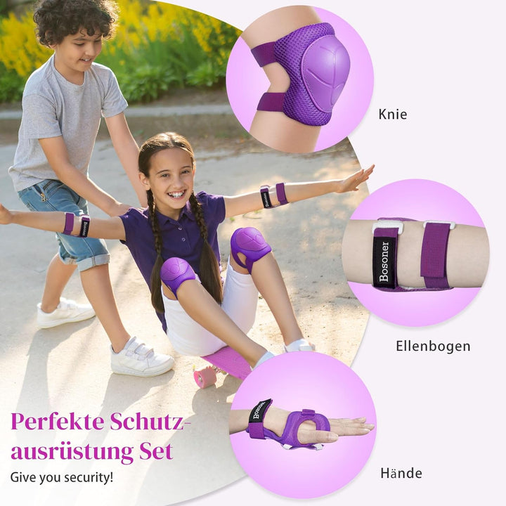Knieschoner Kinder Schoner Inliner Protektoren: [6er Set] Schützer Inline Skates Kinder Knieschützer