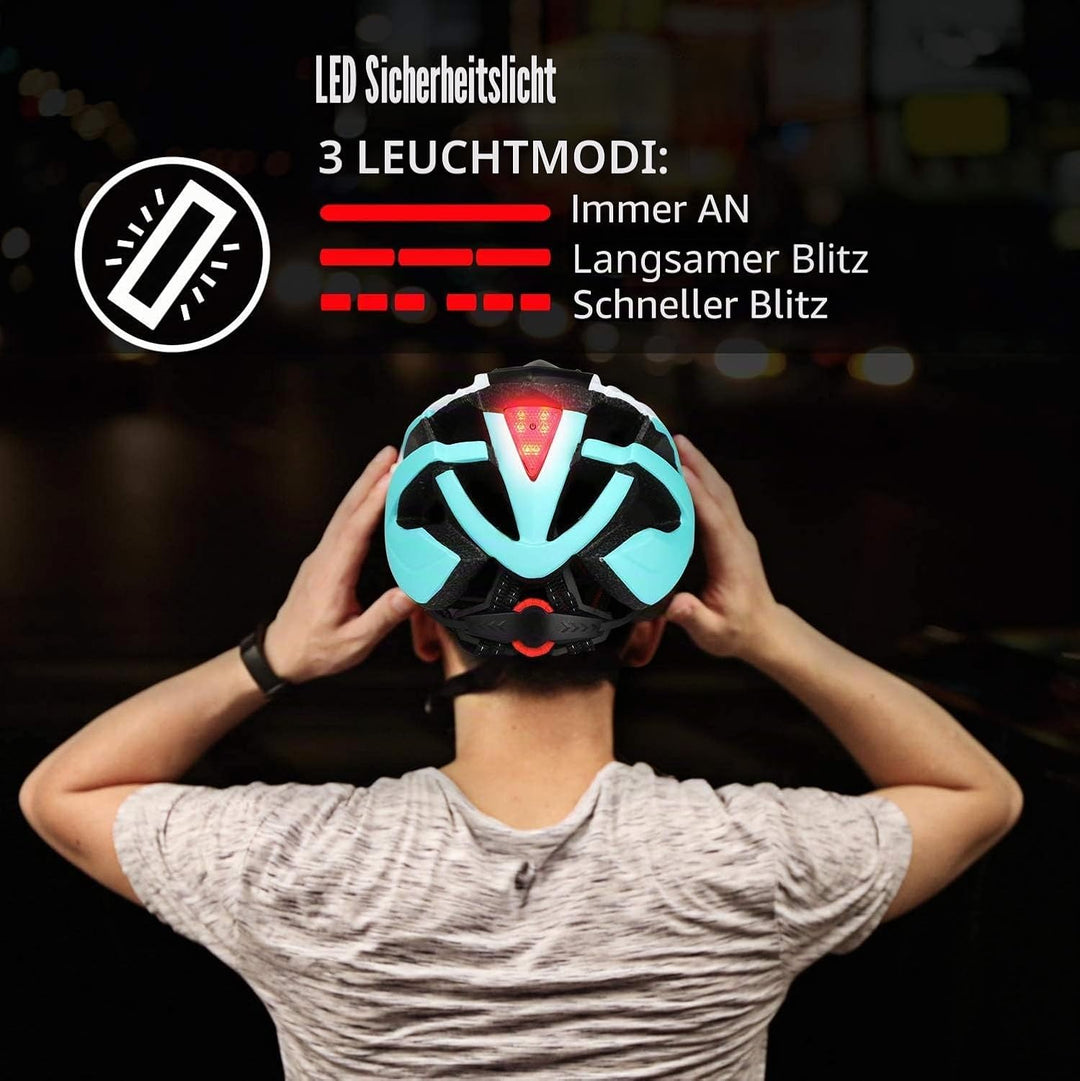 Shinmax Fahrradhelm mit LED-Beleuchtung, Fahrradhelm mit Sicherheitsbeleuchtung, magnetischer Fahrra