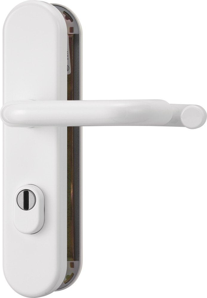 ABUS Tür-Schutzbeschlag KLZS714 W weiss mit Zylinderschutz & beidseitigem Drücker rund, 12237 Weiss
