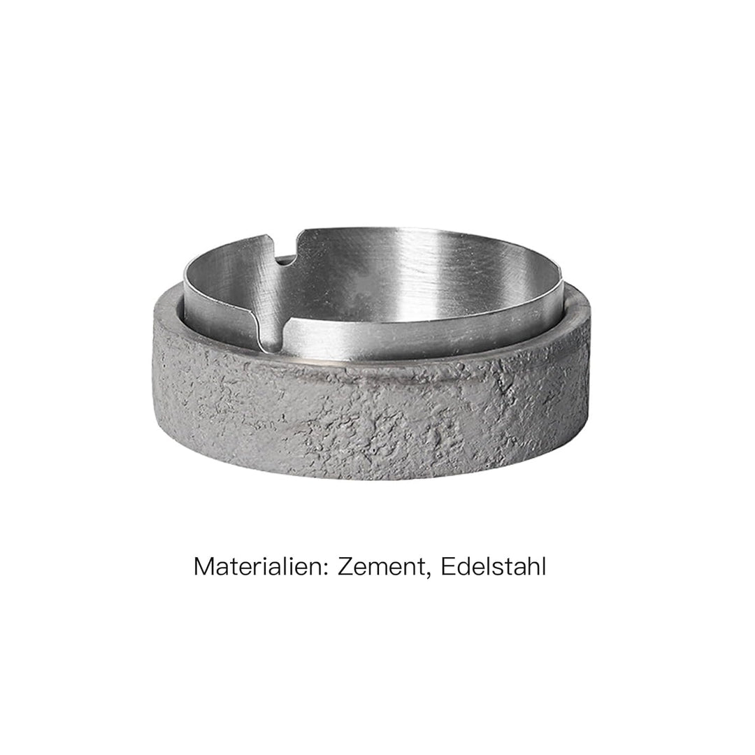 Dekorative Tisch Aufbewahrungsbox mit Deckel aus Zement & Edelstahl, Geruchsdicht, Windfest, Für Inn