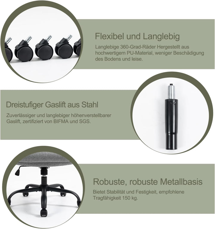 CASTLOVE Ergonomischer Bürostuhl - Schreibtischstuhl mit Rückenlehne - Hochklappbare Armlehne - Hohe