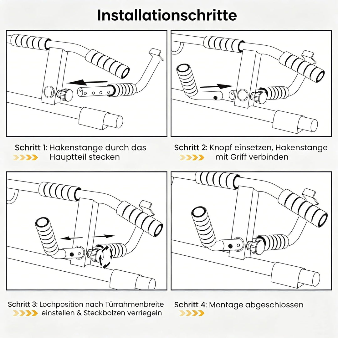 Klimmzugstange mit mehreren Griffen für die Tür – Klimmzugstange mit verbessertem Smart-Haken abgewi