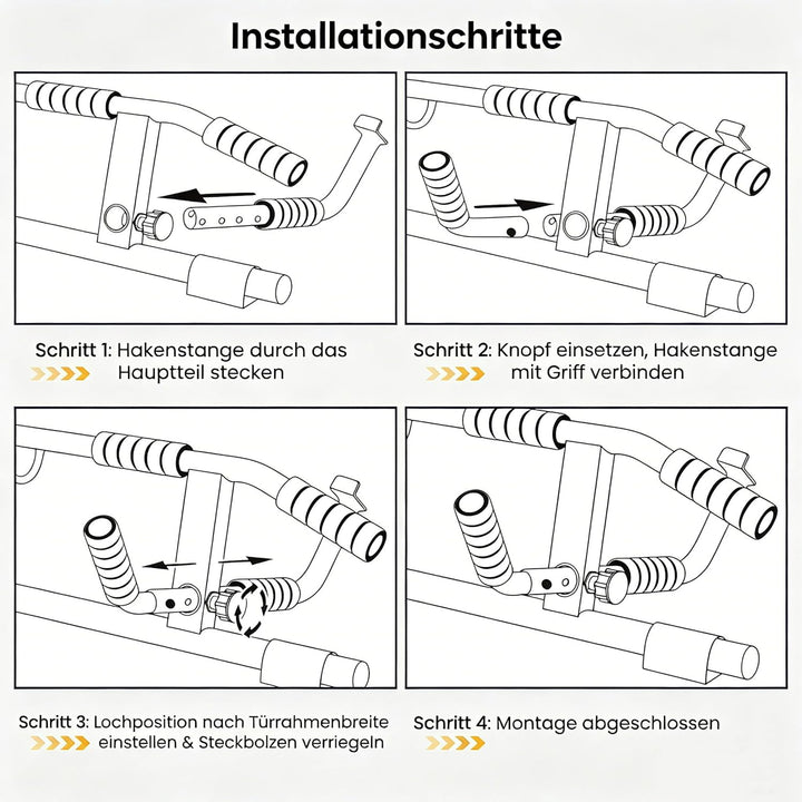 Klimmzugstange mit mehreren Griffen für die Tür – Klimmzugstange mit verbessertem Smart-Haken abgewi