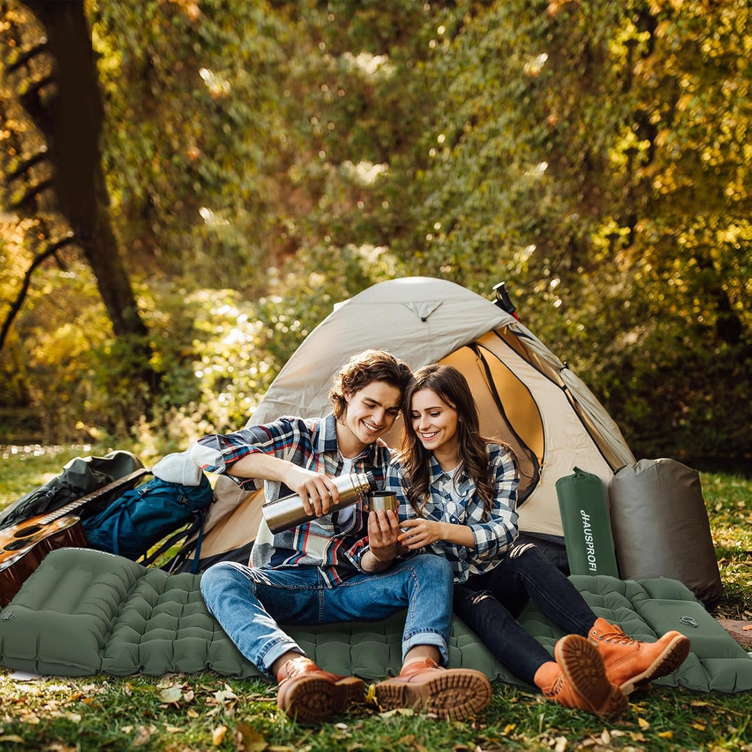 HAUSPROFI Isomatte Camping, Ultraleicht Camping Luftmatratze mit Fusspumpe & Kissen, Aufblasbare Mat