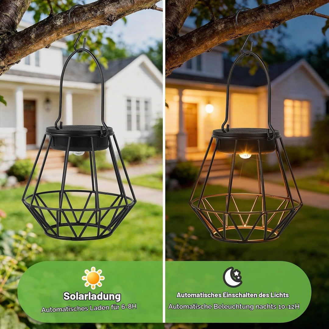 Kimjo Solarlaterne für Aussen, Solarlampen für Aussen Garten Hängend/Stehend, IP65 Wasserdicht Solar