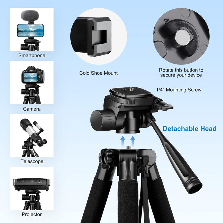 JOILCAN Stativ Kamera 165cm(65in), Aluminium Leichtes Dreibein Stative mit Tragetasche für Canon Nik