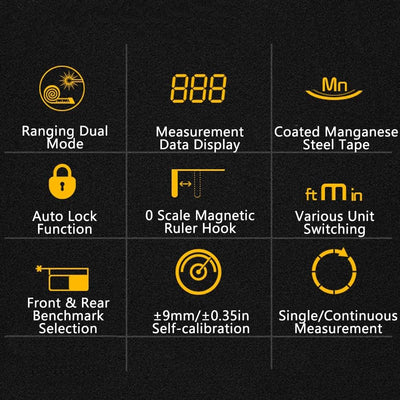 Laser Messgerät Massband, Digitales Laserdistanzmessgerät mit LCD -Display, Lasermessung 196 ft, Mas