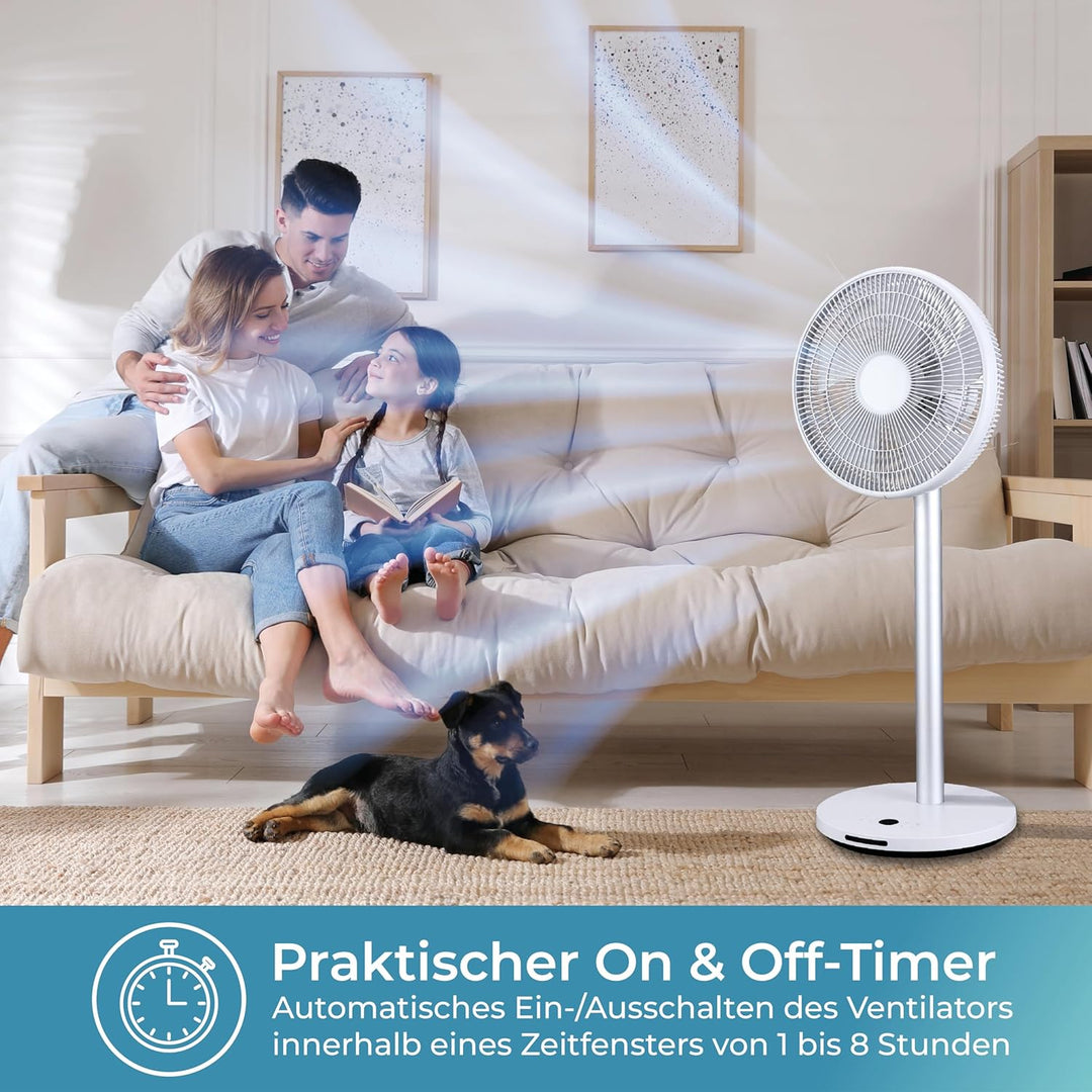 KLAMER Silent Ventilator, extra leiser DC Designventilator mit Fernbedienung, 12 Geschwindigkeitsstu