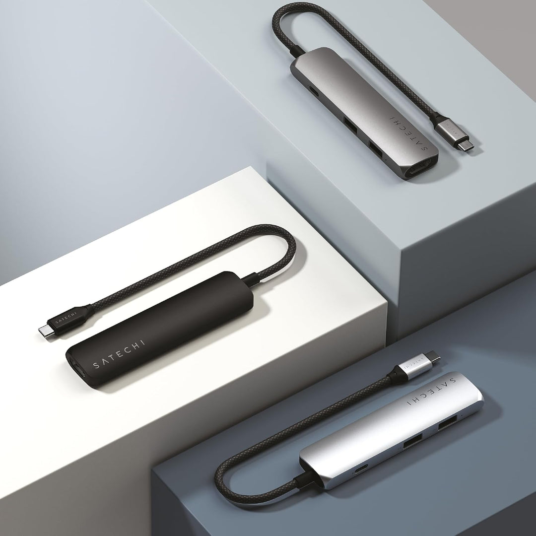SATECHI 4-in-1 USB-C Hub Slim Plus, Multiport-Adapter, Dockingstation mit 4K HDMI, 100W Power Delive