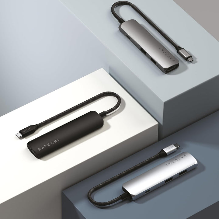 SATECHI 4-in-1 USB-C Hub Slim Plus, Multiport-Adapter, Dockingstation mit 4K HDMI, 100W Power Delive