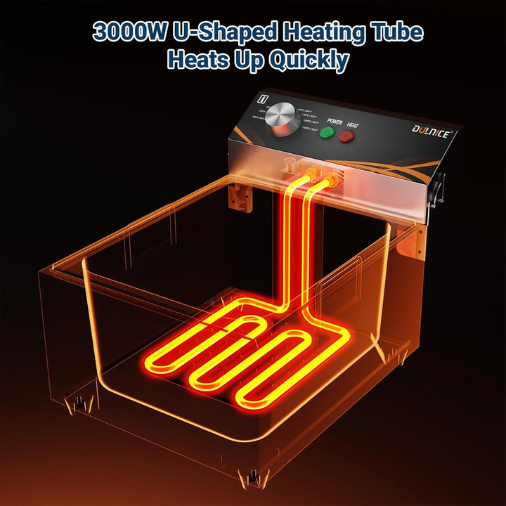 6L Gastro Friteuse mit Einzeltank & Deckel Fritteuse mit Fett 3000W, Edelstahl Elektrische Friteuse