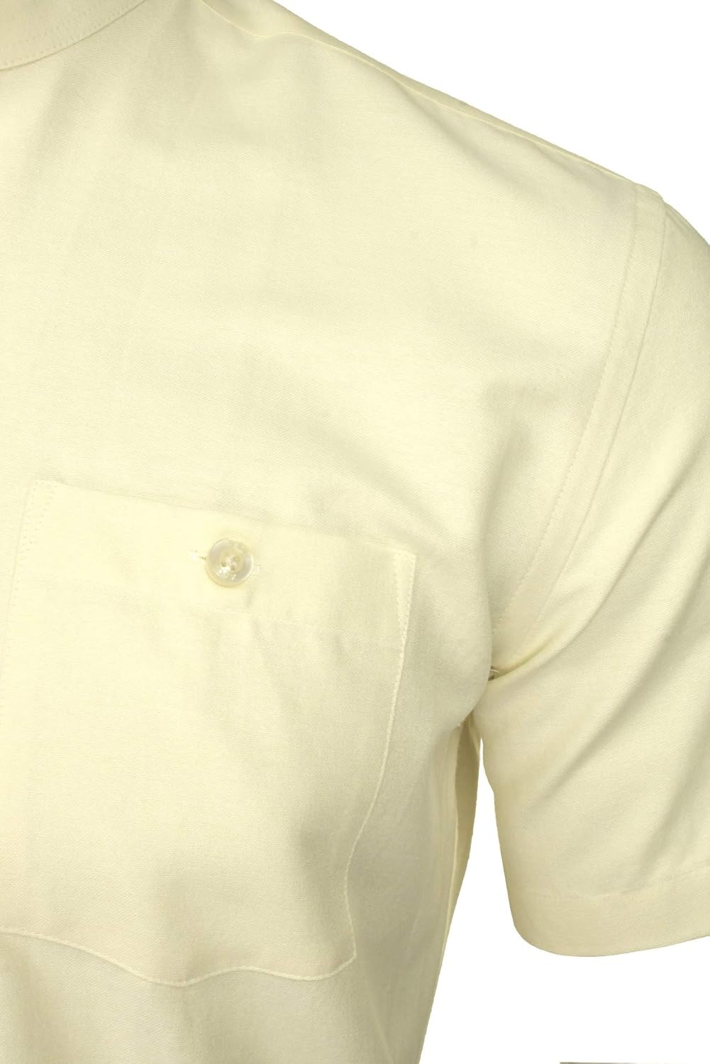 Xact Herren Oxford Grandad-Mandarinkragen Kurzarmhemd L Gelb, L Gelb