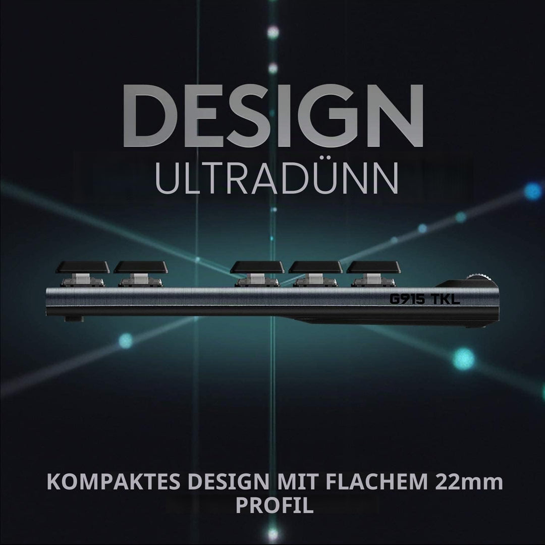 Logitech G 915 Lightspeed TKL Tenkeyless-Tastatur, kabellos, mechanisches Gaming-Profil, GL-Tactile