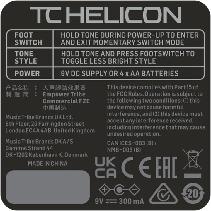 TC Helicon TALKBOX SYNTH Stompbox in Studioqualität für Gitarren-Talkbox-Effekte und Stimmton-Politu