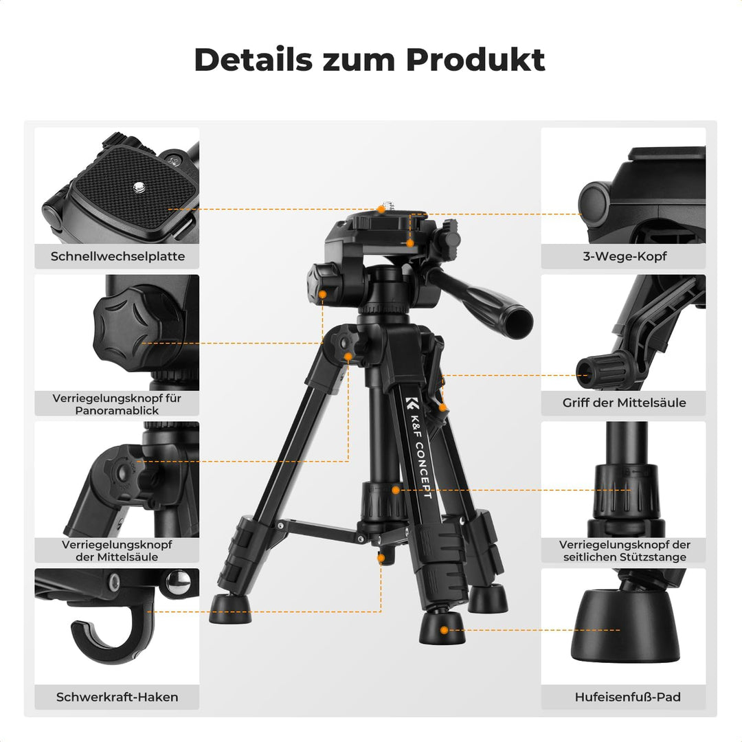 K&F CONCEPT Mini Tischkamerastativ, S233A0 25,5'' Stativ mit Fernbedienung, klein und tragbar für DS