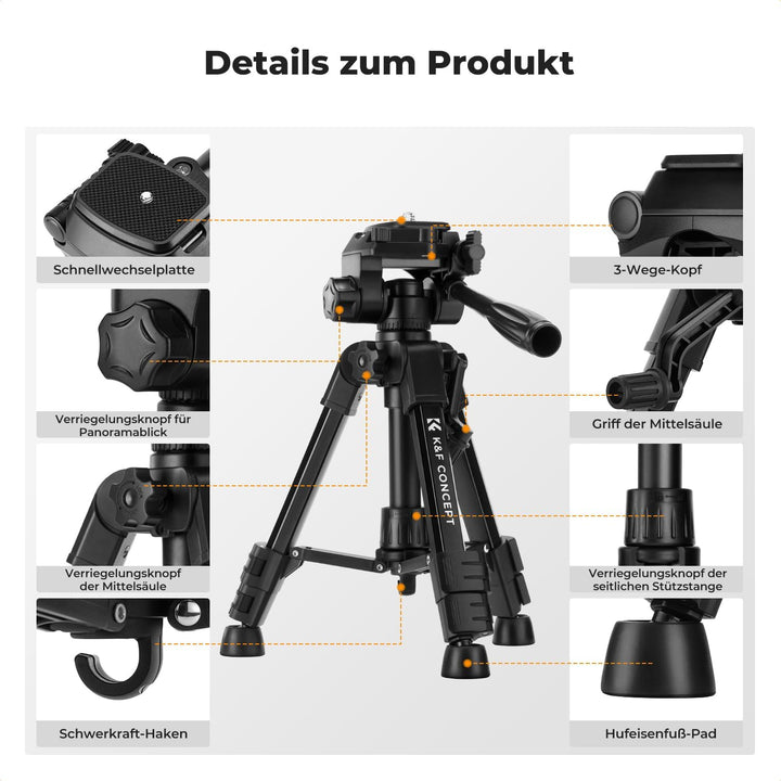 K&F CONCEPT Mini Tischkamerastativ, S233A0 25,5'' Stativ mit Fernbedienung, klein und tragbar für DS